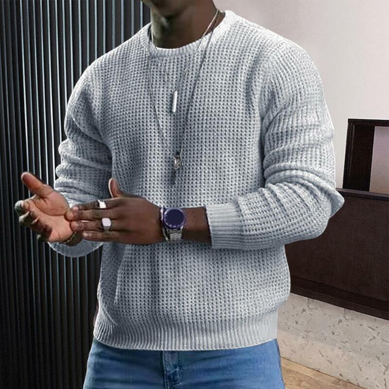 2023 Men Spring Top Long Sleeves Round Neck Solid Color Soft Pullover Warm Casual Mid Length Men Autumn Sweater Top Male Clothes