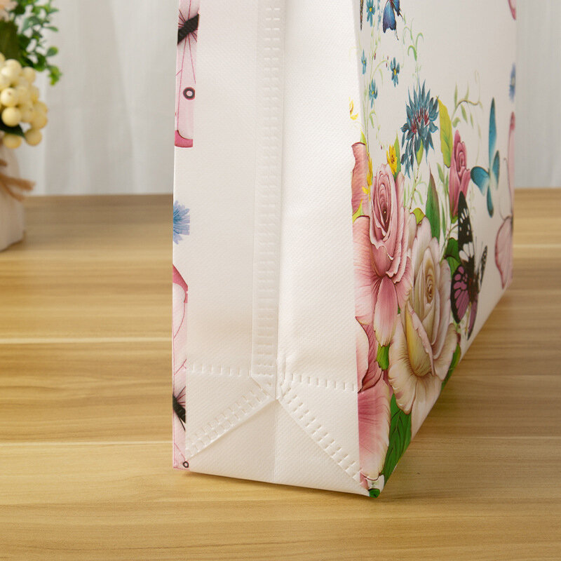 Сумка для покупок с цветочным принтом, Экологически чистая Нетканая дорожная сумка для продуктов на вынос, складная многоразовая Сумочка для покупок