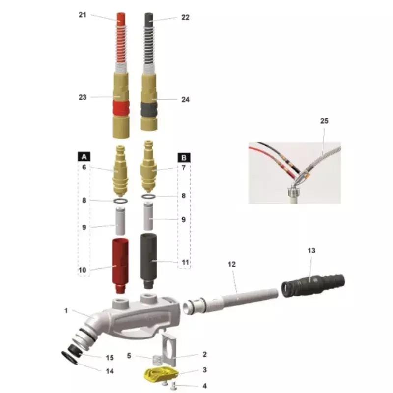 Conector de manguera Smaster, 10 piezas, 1014806, para bomba de inyector de polvo Gema OptiFlow IG07