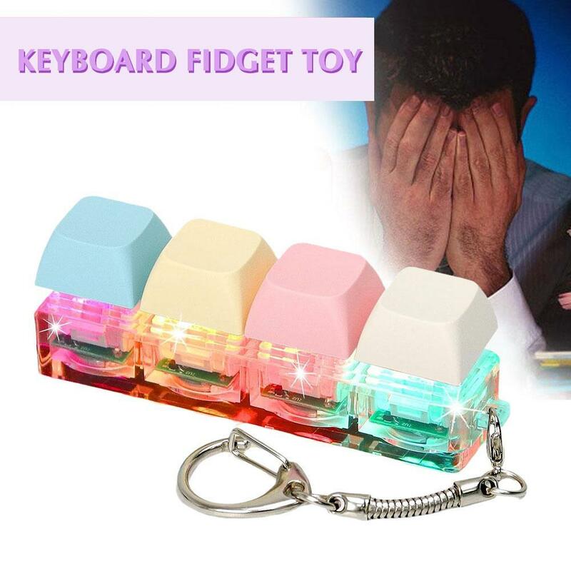 Fidget Keyboard Keychain Brinquedos, Finger Keyboard, Descompressão Toy, Festa Stress Relief, DIY Fidget Button Keycap
