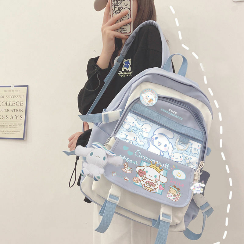 Anime Sanrio Plush Toy Cinnamoroll Backpack Children Girl Boy Black Blue Schoolbag Kawaii Student School Bag Computer Large Gift