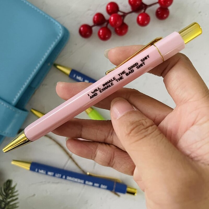 Ручки с напоминанием на каждый день, ручки с мантрой, ручки для мамы, забавные еженедельные ручки, тонкие гладкие ручки для письма, 2 набора