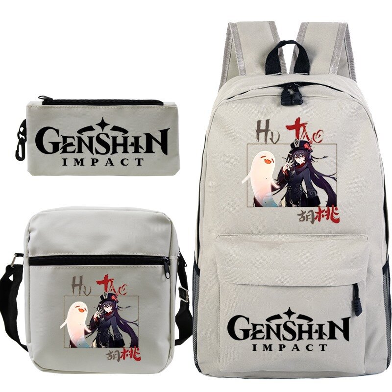 Anime Genshin Impact School backpack Hutao Cosplay bag, Kawaii girl printed Boho handbag,Student backpack for birthday gift