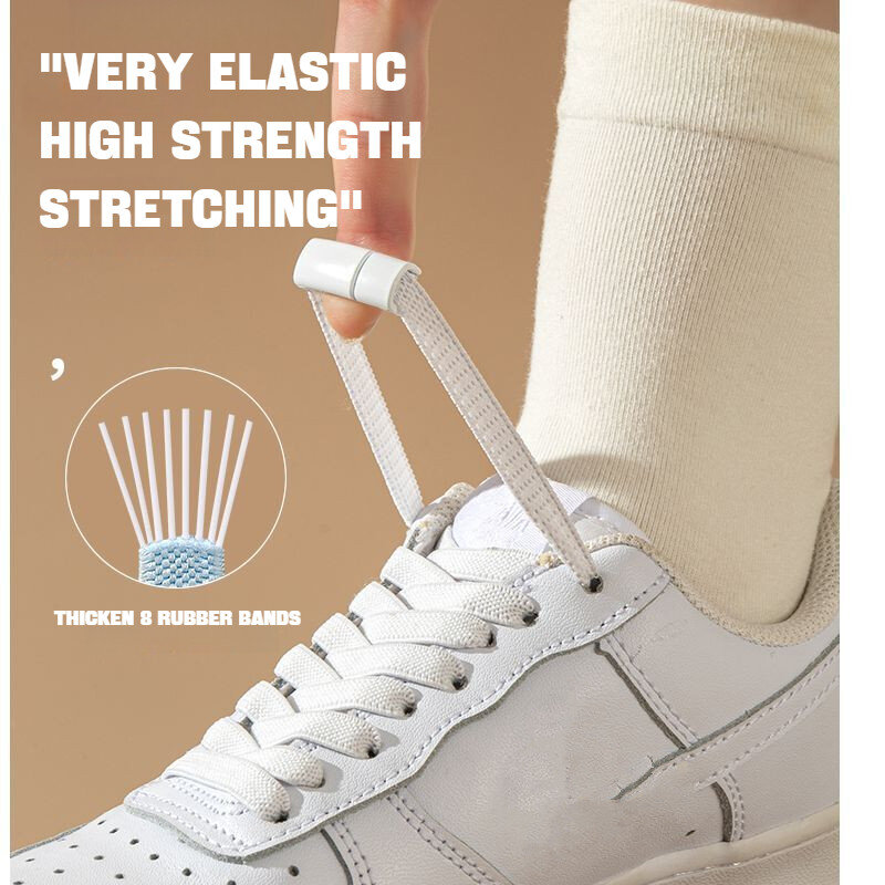 Magnetic Lock Shoelaces sem Laços, Sneakers Laces, Flat Elastic Laces, No Tie Shoelace, Bandas de borracha, Sapatos Acessórios, 1 Par