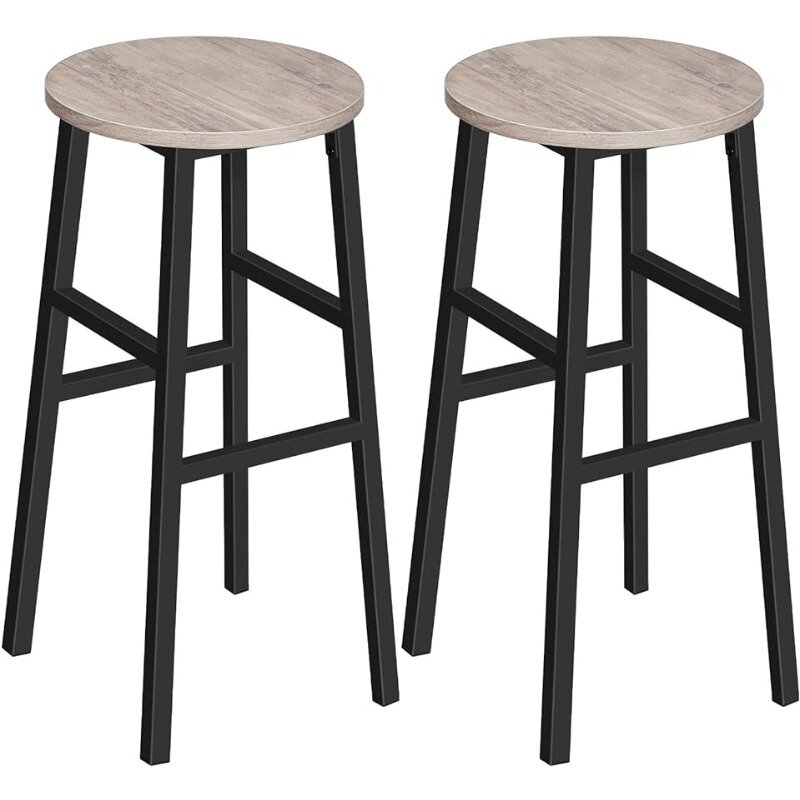 MAHANCRIS Bar Stools, Set of 2 Round Bar Chairs with Footrest, 28 Inch Tall Counter Bar Stools, Industrial Bar Stools, Ea