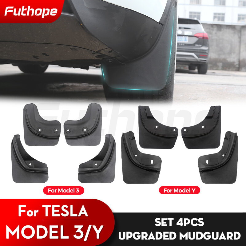 Futhope-Mudflaps dianteiro e traseiro, PP TPV, Mud Flaps, substituição do modelo original, protetor de respingos, Fender para Tesla Modelo 3 Y, 21 ~ 23, 4pcs