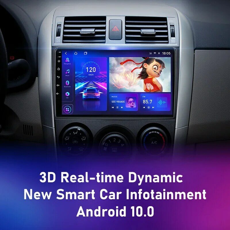 Srnubi-Autoradio Carplay Android 12, 9 ", GPS, DVD, Hautréus, Lecteur 2 Din, Limitation, Toyota CorTrustE140, E150, 2006 - 2012