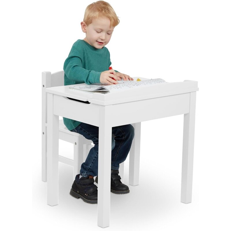 Bureau élévateur et chaise en bois, blanc, sans fret, table pour enfants, meubles pour enfants