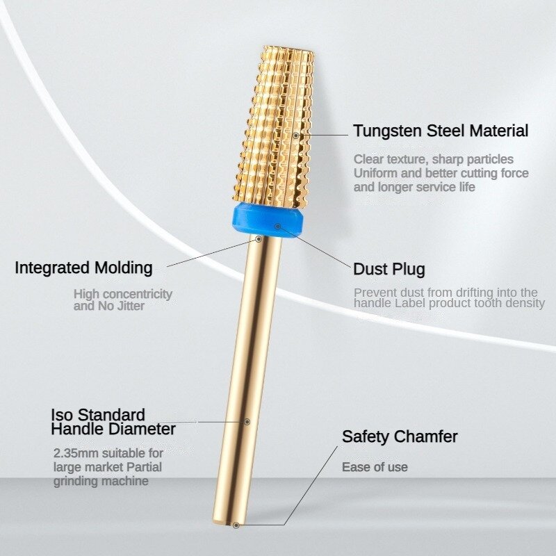Tungstênio Carbide Milling Cutter para Elétrica Manicure Machine, Nail Drill Bits, Remover Gel Nails Acessórios, Novo, 5 em 1, 5pcs por conjunto