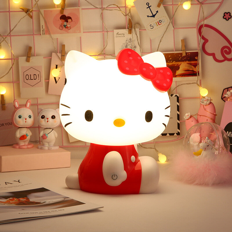 Hello Kitty โคมไฟ LED 3D lampu tidur ขนาดเล็ก pelindung Mata ไฟไนต์สำหรับห้องนอนชวนฝันน่ารักโคมไฟข้างเตียง pelindung Mata