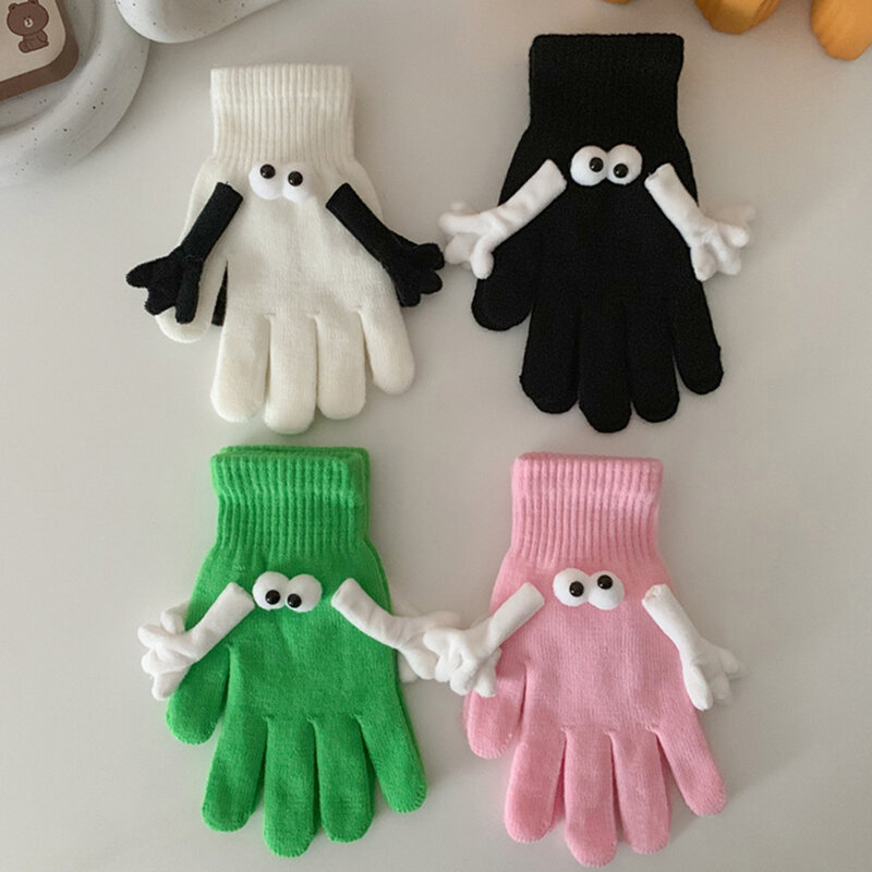 1 пара креативных ручных перчаток, магнитные вязаные перчатки для пар, забавные зимние теплые варежки с полными пальцами