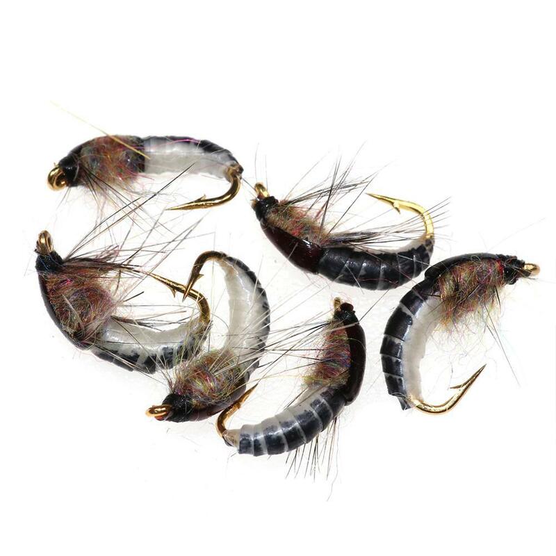 6 buah strout umpan pancing realistis Nymph Scud Fly Nymphing umpan serangga buatan aksesoris memancing umpan terbang