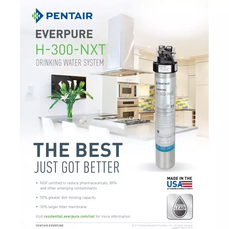 Pentair Everpure H-300-NXT Quick-ChangeCartridge, EV927441, для использования в энергосистемах питьевой воды, 300 Ga