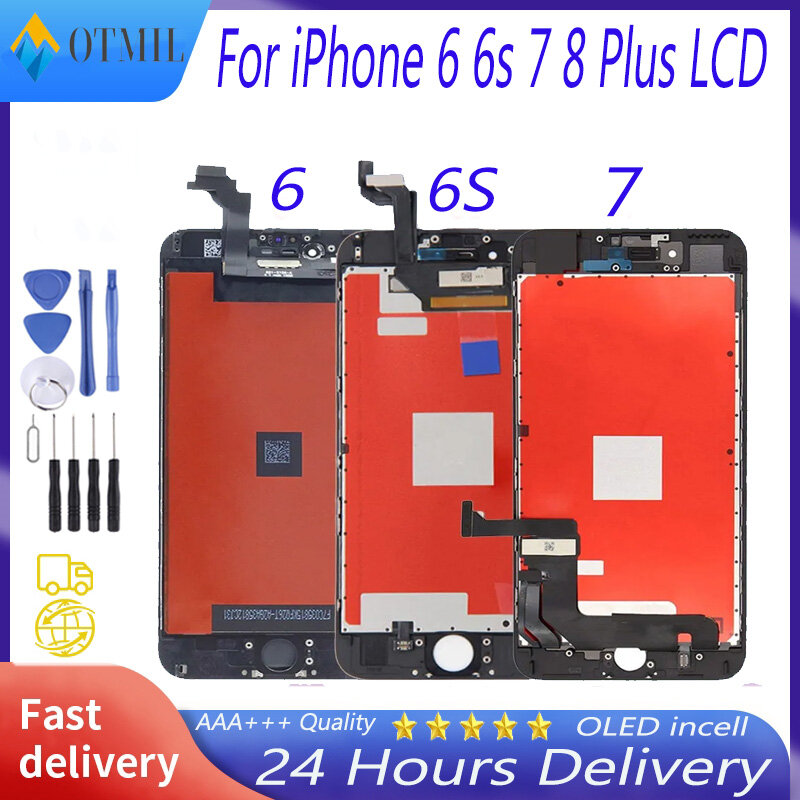 Ekran klasy AAA + + + dla iPhone 6 6S 7 8 Plus LCD z doskonałym ekranem dotykowym 3D Digitizer montaż dla iPhone 5 5S wyświetlacz + narzędzia