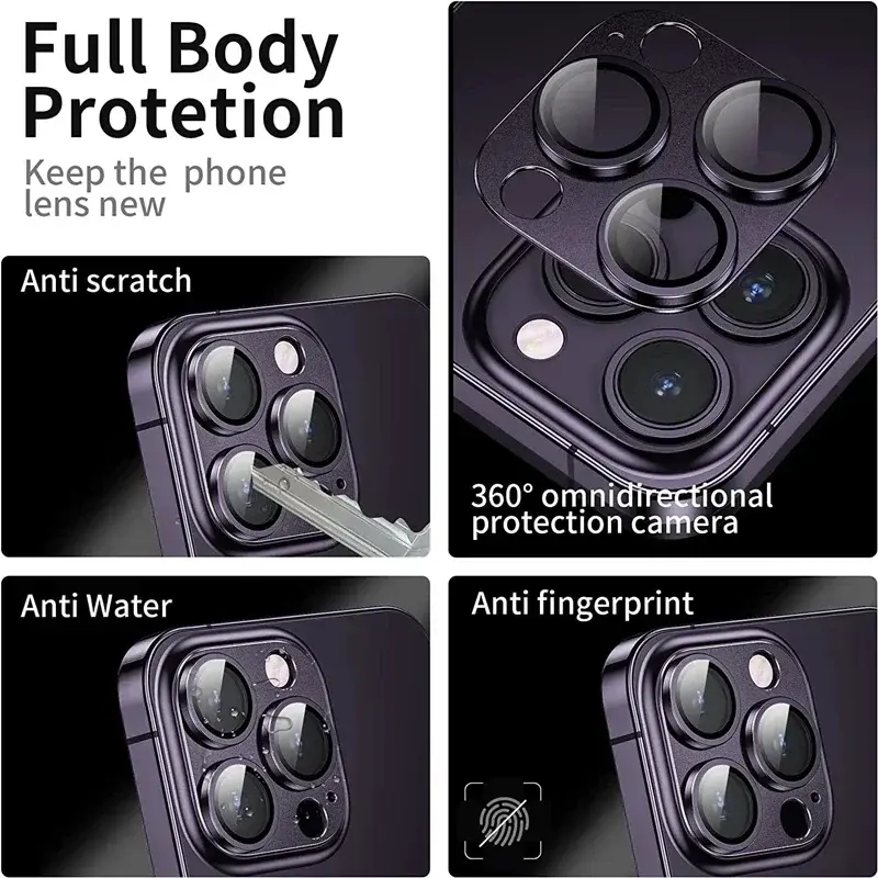 ฟิล์มป้องกันเลนส์กล้องโลหะสำหรับ iPhone 13 12 11 14 Pro Max HD ฟิล์มป้องกันเลนส์ด้านหลังสำหรับ iPhone 12 MINI 15 Pro 14 PLUS