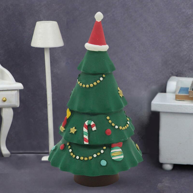 1:12 Dollhouse Xmas Tree Model, Miniature Christmas Tree, DIY Simulated Tiny Greenery Ornaments for Micro Landscape
