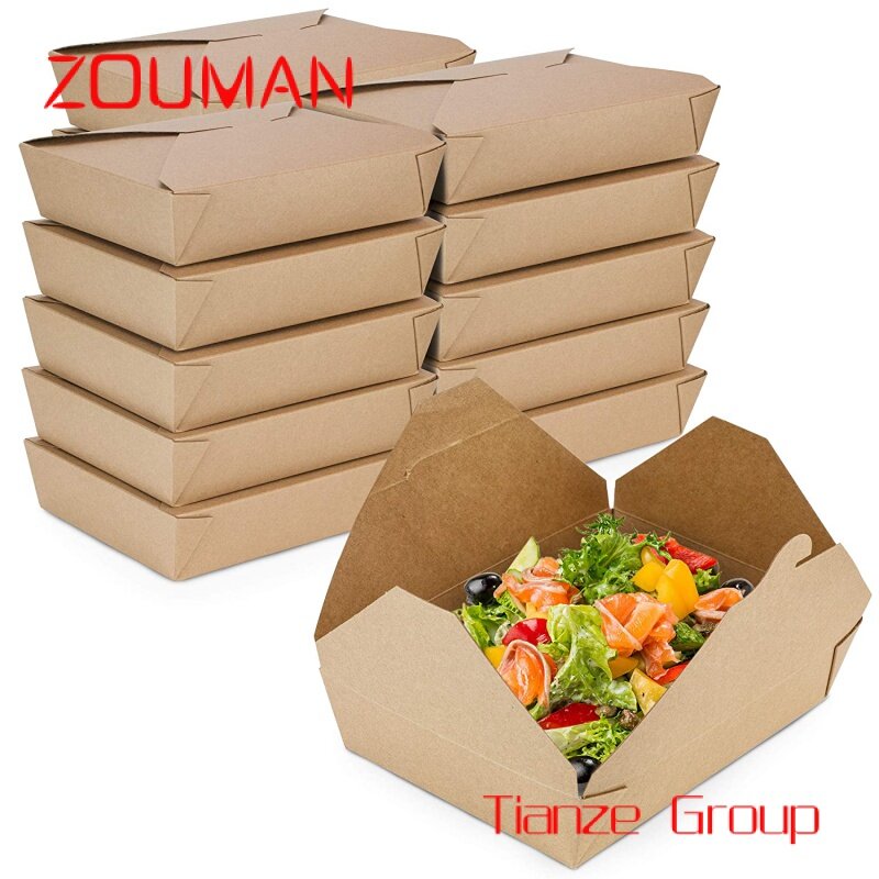 Wegwerp Voedselverpakkingscontainer Biologisch Afbreekbaar Papier Lunchmaaltijdkom Party Ambachtelijke Papieren Salade Burger Doos