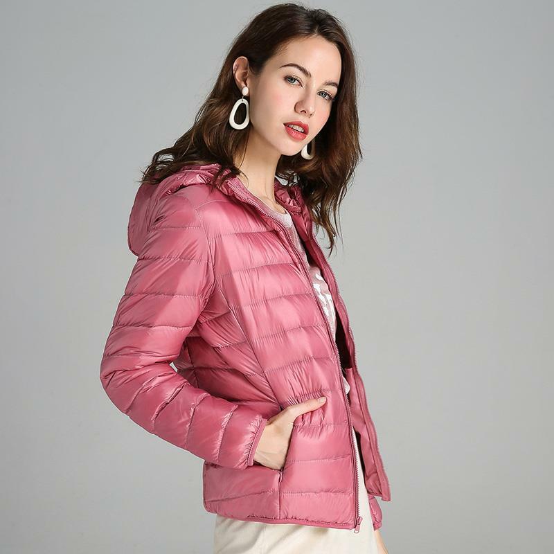 Jaqueta leve com capuz feminino, interior quente, Versátil, Multi Color, Zíper, Moda, Inverno