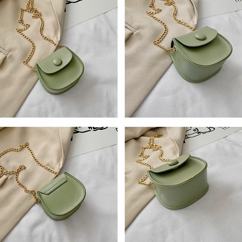 Bolso pequeño de cuero PU con cadena para mujer, monedero con pintalabios, bandolera con cadena, minibolso de sillín