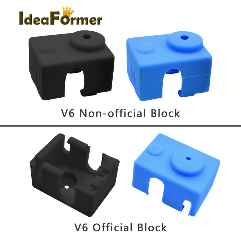 2 Buah V6/MK7 MK8 MK9/MK10/Kaus Kaki Blok Panas Volnaco Kaus Kaki Penutup Pelindung Ujung Panas Blok Pemanas Silikon untuk Bagian Printer 3D
