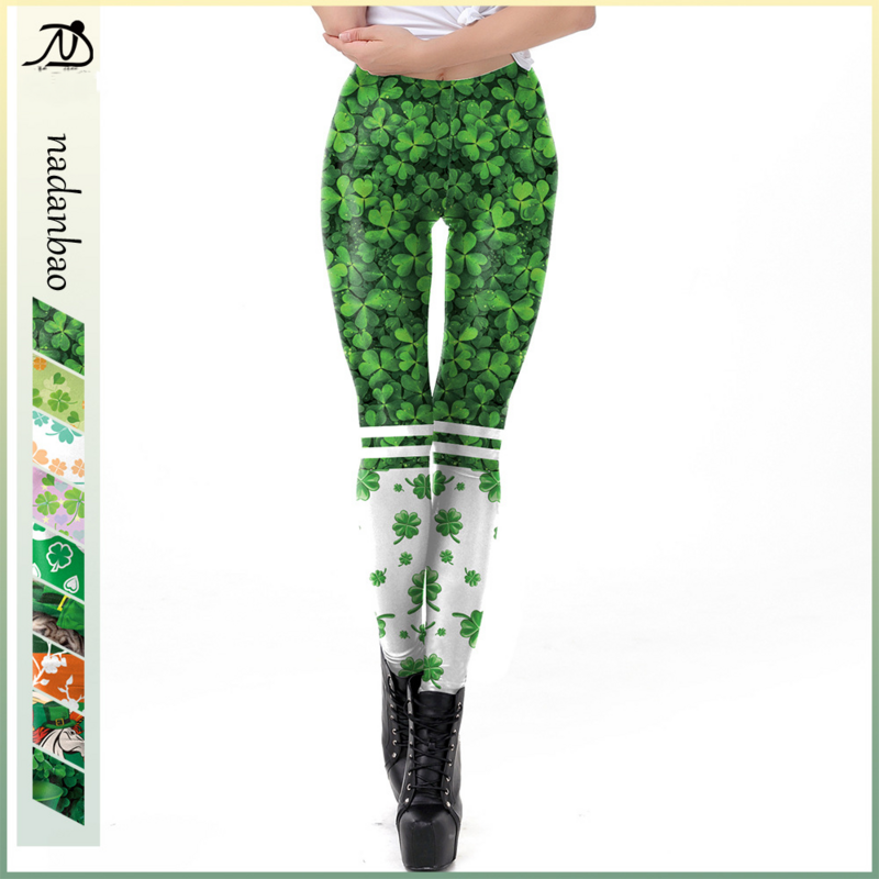 Nadanbao-Pantalones divertidos para mujer, mallas elásticas con estampado Digital, Sexy, para fiesta y Festival irlandés