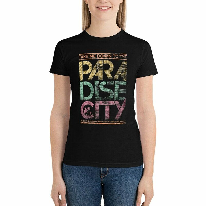 Camiseta de la ciudad del paraíso para mujer, ropa bonita, blusas de verano 2024