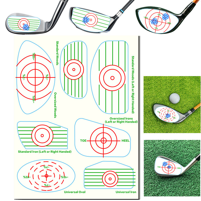 7 in1 Golf Club Impact Target Label Tape Sticker Practice for Iron Woods Wedge Club Test Paper Training Aid Accessories