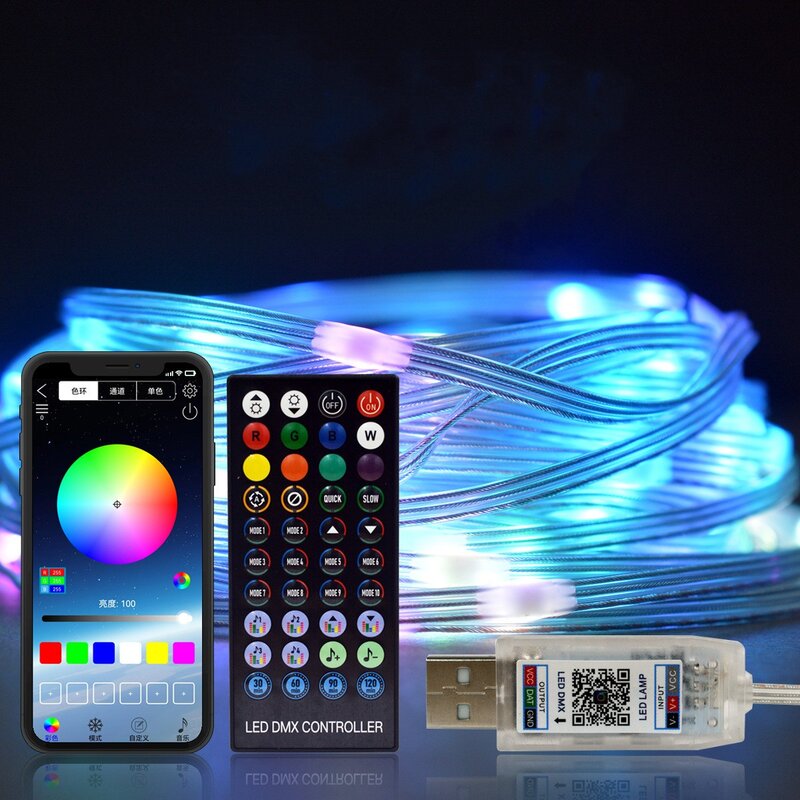 10M/20M USB 크리스마스 트리 LED 스트링 라이트, 스마트 블루투스 앱 원격 제어 크리스마스 홈 데코 패어리 라이트 화환