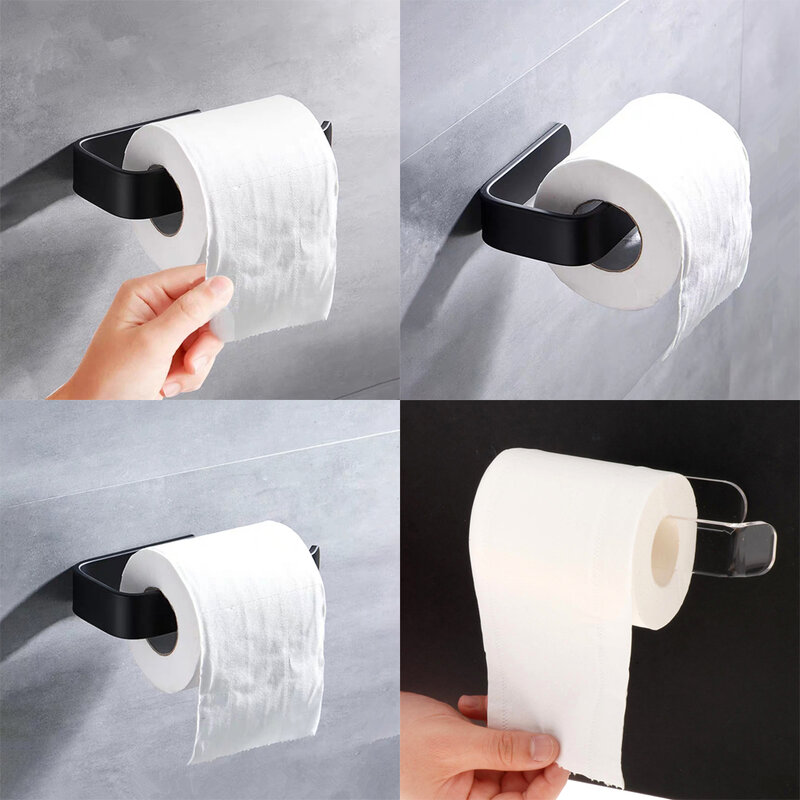 Toilet Paper Holder Bathroom Accessories Black Acrylic Toilet Paper Holder Tissue Roll Rack Wall Mounted Paper Holder
