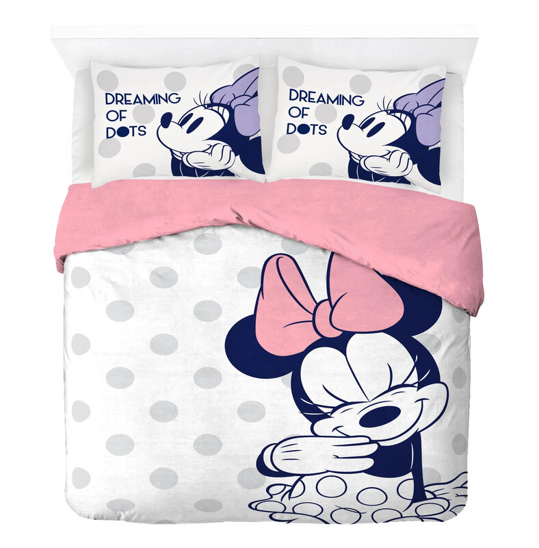 Set copripiumino rosa Minnie Mouse Set biancheria da letto per cartoni animati copripiumino per bambini decorazione camera da letto singola doppia Full Size