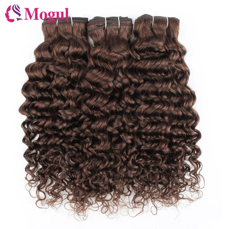 Extensiones de cabello humano Remy, 2/3 mechones, marrón Chocolate, ondulado, MOGUL, suave, sin enredos, calidad de 10 a 24 pulgadas