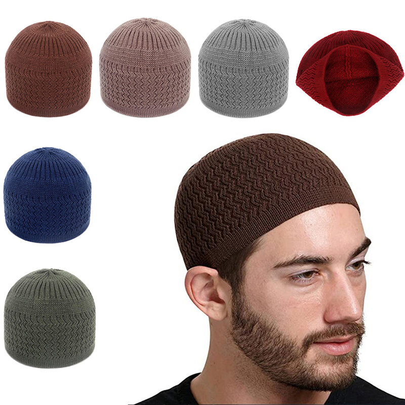 قبعات صلاة إسلامية منسوجة للجنسين ، قبعة إسلامية رمضان يهودية ، قبعات ملفوفة للرأس للرجال ، قبعة دافئة للجنسين ، شتاء