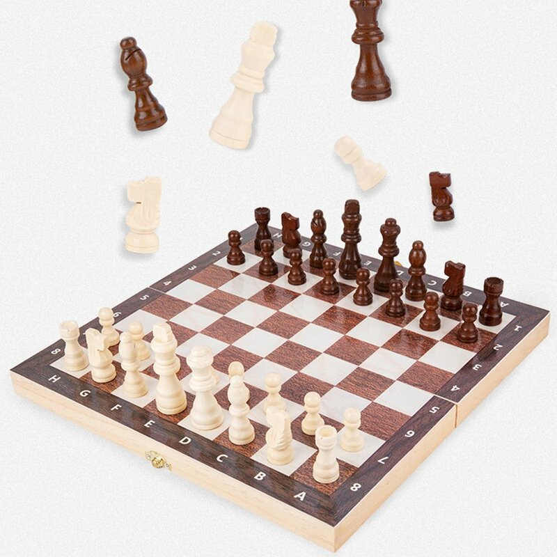 Folding Chess Set Wooden Folding Test Magnetic International Chess Portable Travel Desktop Game Toy Chess Set