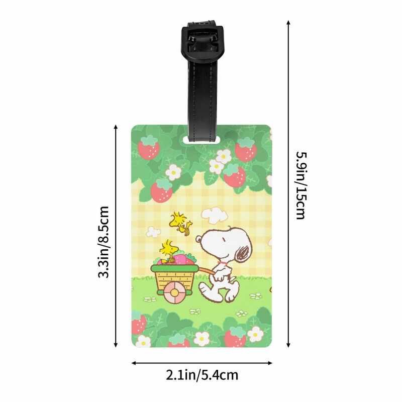 Etichetta personalizzata per bagagli Snoopy simpatico cartone animato con etichetta identificativa per la copertura della Privacy della carta di nome per la valigia della borsa da viaggio