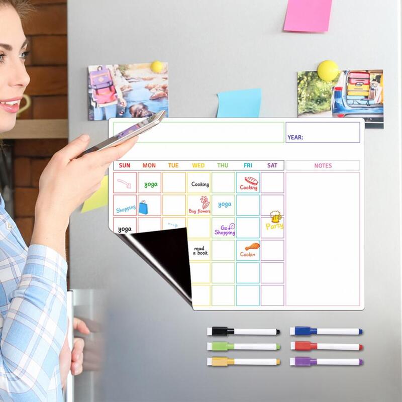 Langlebiger Kühlschrank Kalender magnetische Message Board Wochen planer organisieren Küche zu Hause mit einer lösch baren Schreib fläche