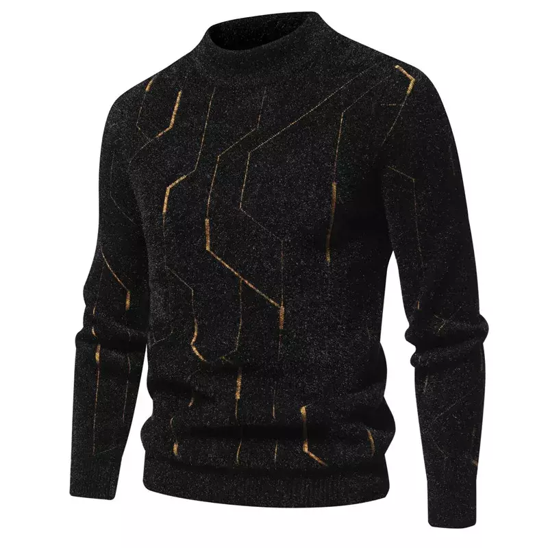 Men's Autumn and Winter New Imitation Mink Sweater  Matching Fashion Knit Sweater Man Clothes