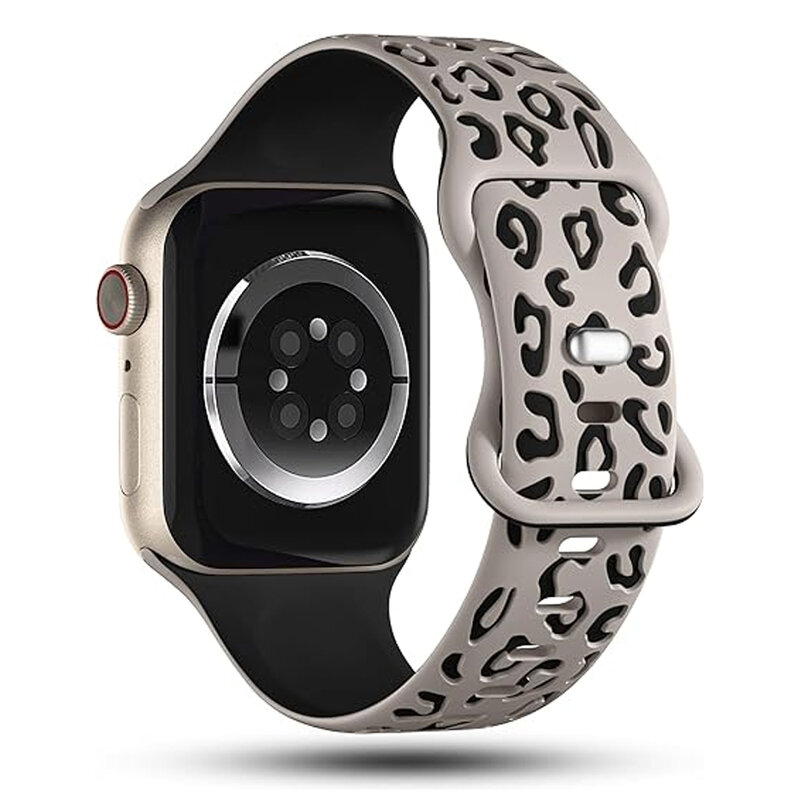 Tali jam tangan Apple, tali macan tutul untuk jam tangan Apple, 45mm, 44mm, 49mm, 41mm, 40mm, gelang Correa, seri Iwatch 9 8 7 SE 6 5 4 3 2 1 Ultra 2
