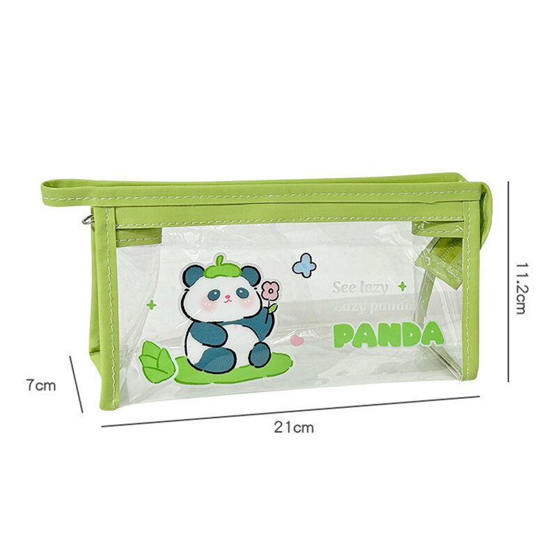 Transparan kapasitas besar tahan air kartun lucu raksasa Panda tas pensil portabel tempat pena tas penyimpanan tas perjalanan