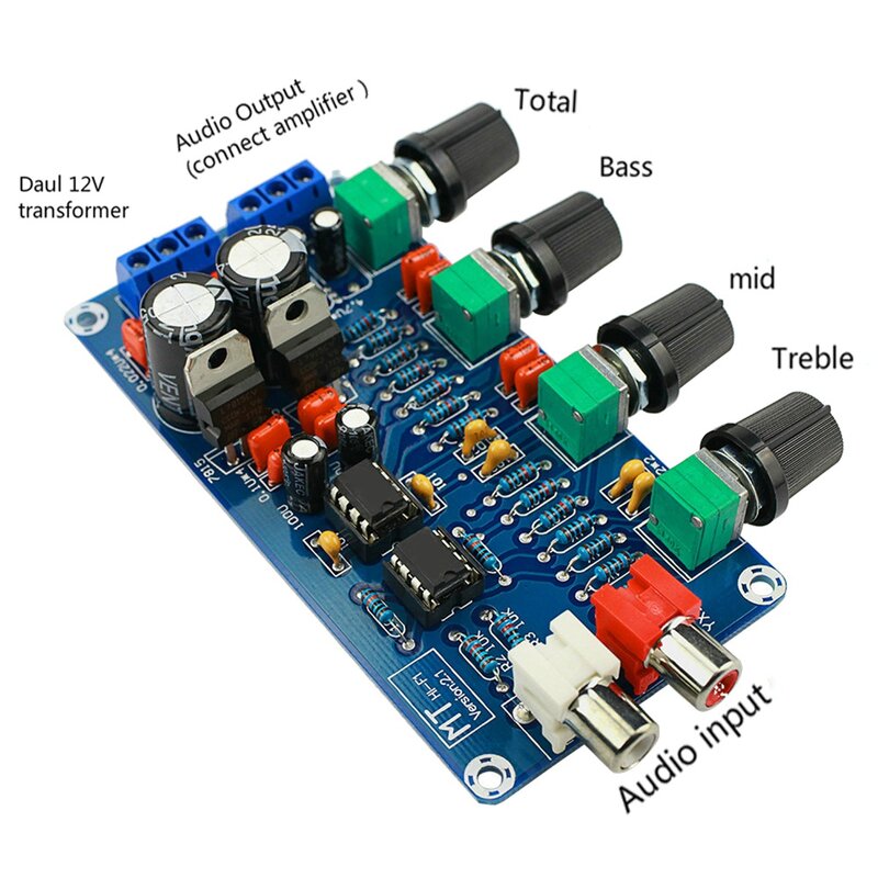 Amplifier NE5532 Preamp Preamplifier Volume Tone Control Finished Board Treble Midrange Bass EQ DIY Dual AC 12V - 18V