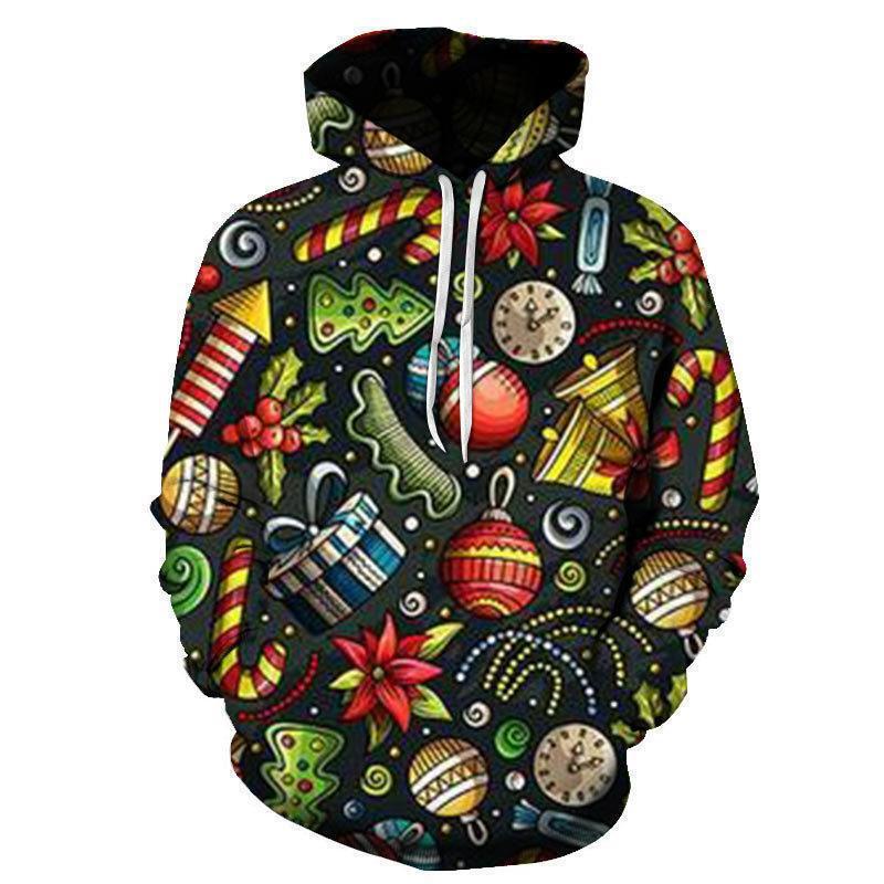 남녀공용 디지털 프린팅 후드티 스웨터, 크리스마스 모자, 세인트 크리스마스 사슴, 가을 및 겨울
