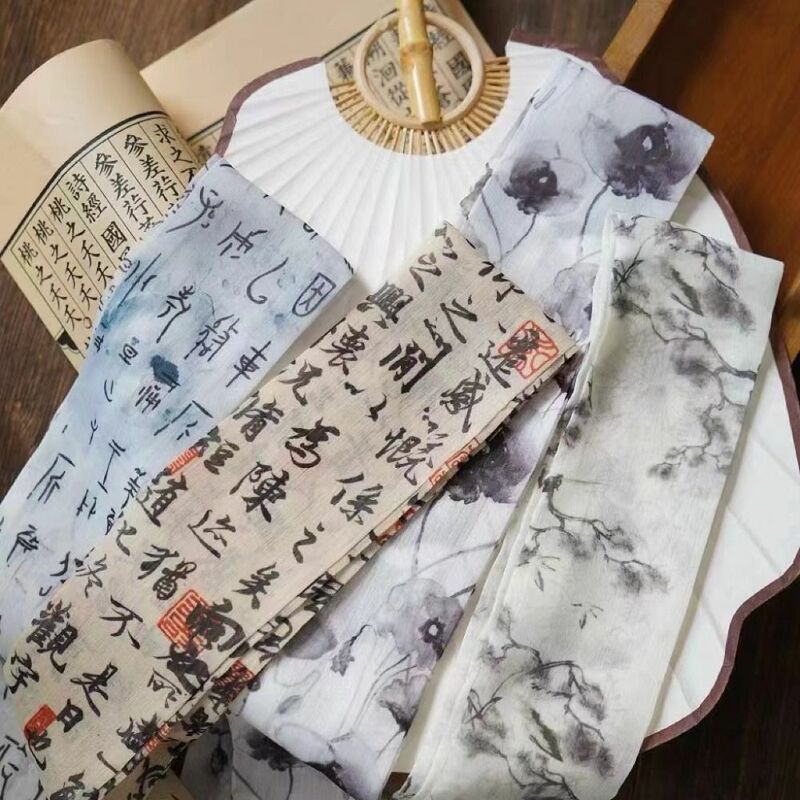 Bufanda larga pequeña con estampado de estilo chino para mujer, banda para el pelo, temperamento clásico, Cheongsam, bufanda de seda, cinta para la cabeza