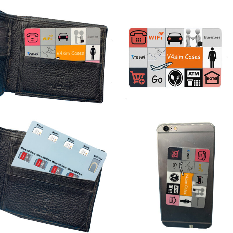 나노 카드 및 핀 거치대, 나노 카드 4 개, TF 카드 및 lphone 핀 4 개 보유