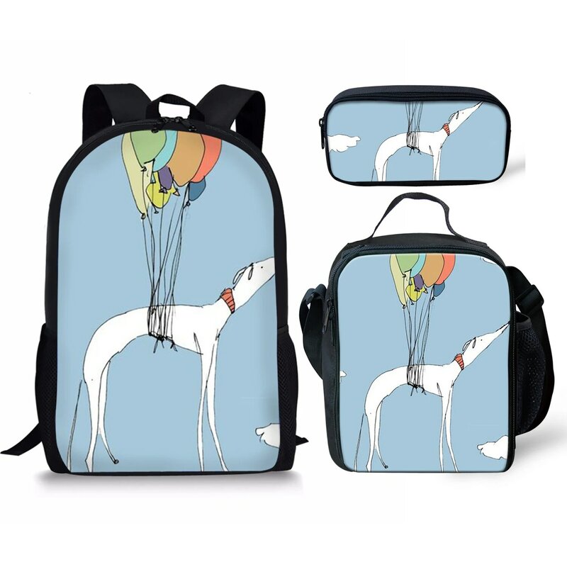 Grehoud 클래식 패션 재밌는 3D 프린트 학생 학교 가방, 노트북 데이팩, 배낭 점심 가방, 연필 케이스, 세트당 3 개