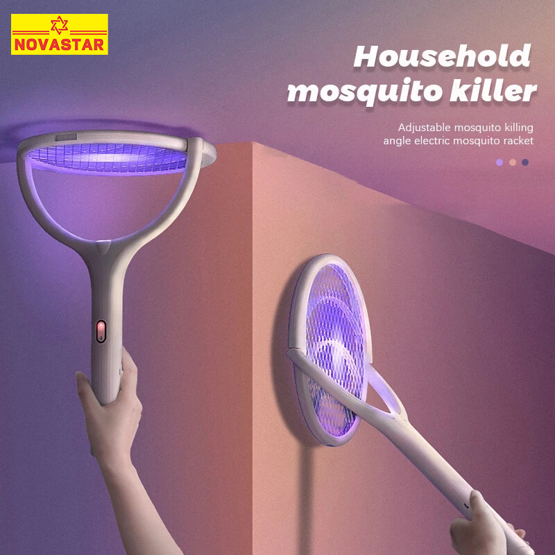 Matamosquitos eléctrico para el verano, matamoscas de 90 °, matamoscas, raqueta