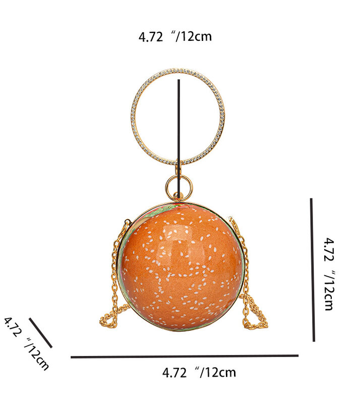 Trendy Round Hamburg Personality Prom Evening Bags For Women 2024 New Fashion Metal Chain Shoulder Bag Party Clutches Handbag
