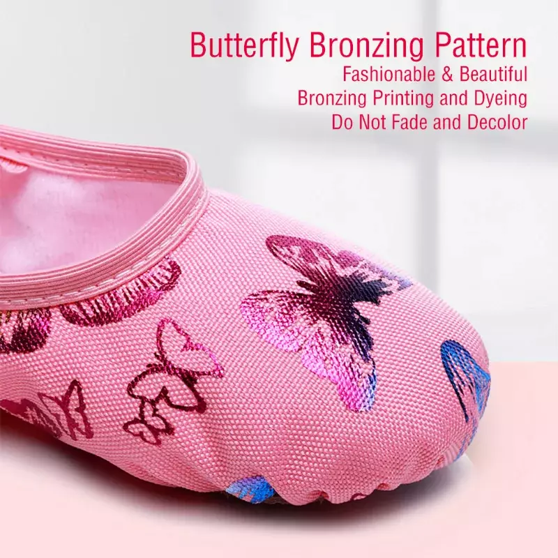 Chaussures de ballet en toile à semelle souple pour femmes et enfants, chaussons de danse, chaussures de ballerine, nœuds papillon, pratique