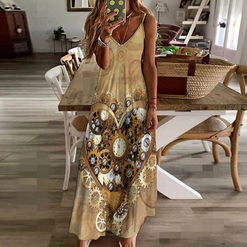 Serce Steampunk miłość Retro maszyna bez rękawów sukienka urocza sukienka kobiety lato 2023