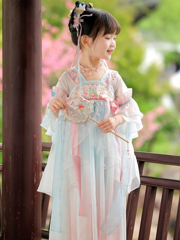 Vestido alto-peito feminino hanfu, traje antigo, vestido original, verão, bebê, fada, estilo chinês, novo, 24