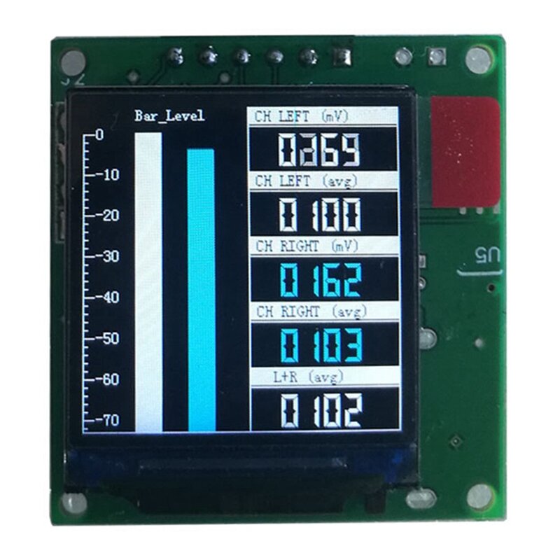 스펙트럼 디스플레이 분석기, 1.3 인치 LCD MP3 전력 증폭기, 오디오 레벨 표시기, 리듬 균형 VU 계량기 모듈