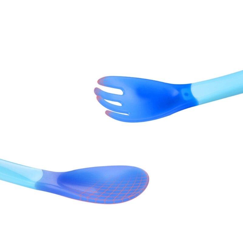 Y1UB 2 buah/set sendok garpu penginderaan untuk peralatan makan makan keselamatan bayi